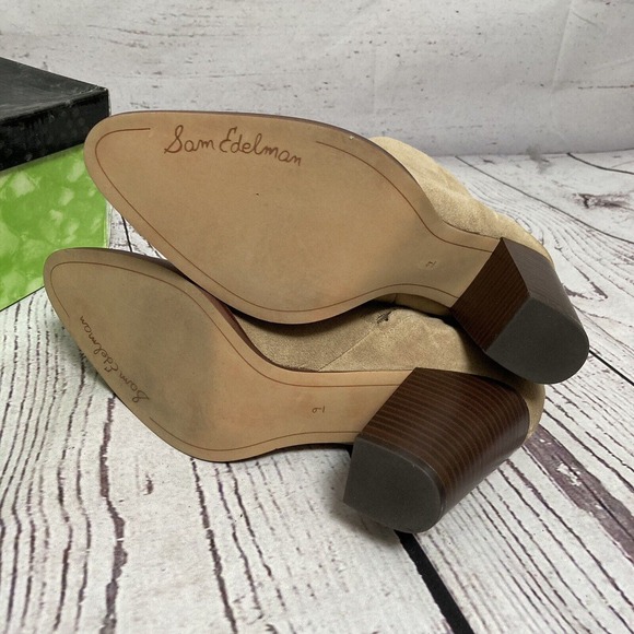 Sam Edelman Boots Womens Size 9M Brown Blake Oatmeal Suede Block Heel‎ - Picture 7 of 9